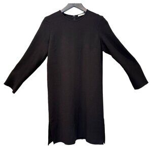 Laboratorio Black Sheath Dress Long Sleeve Ruff Edge Cuffs/Hem Retails $581